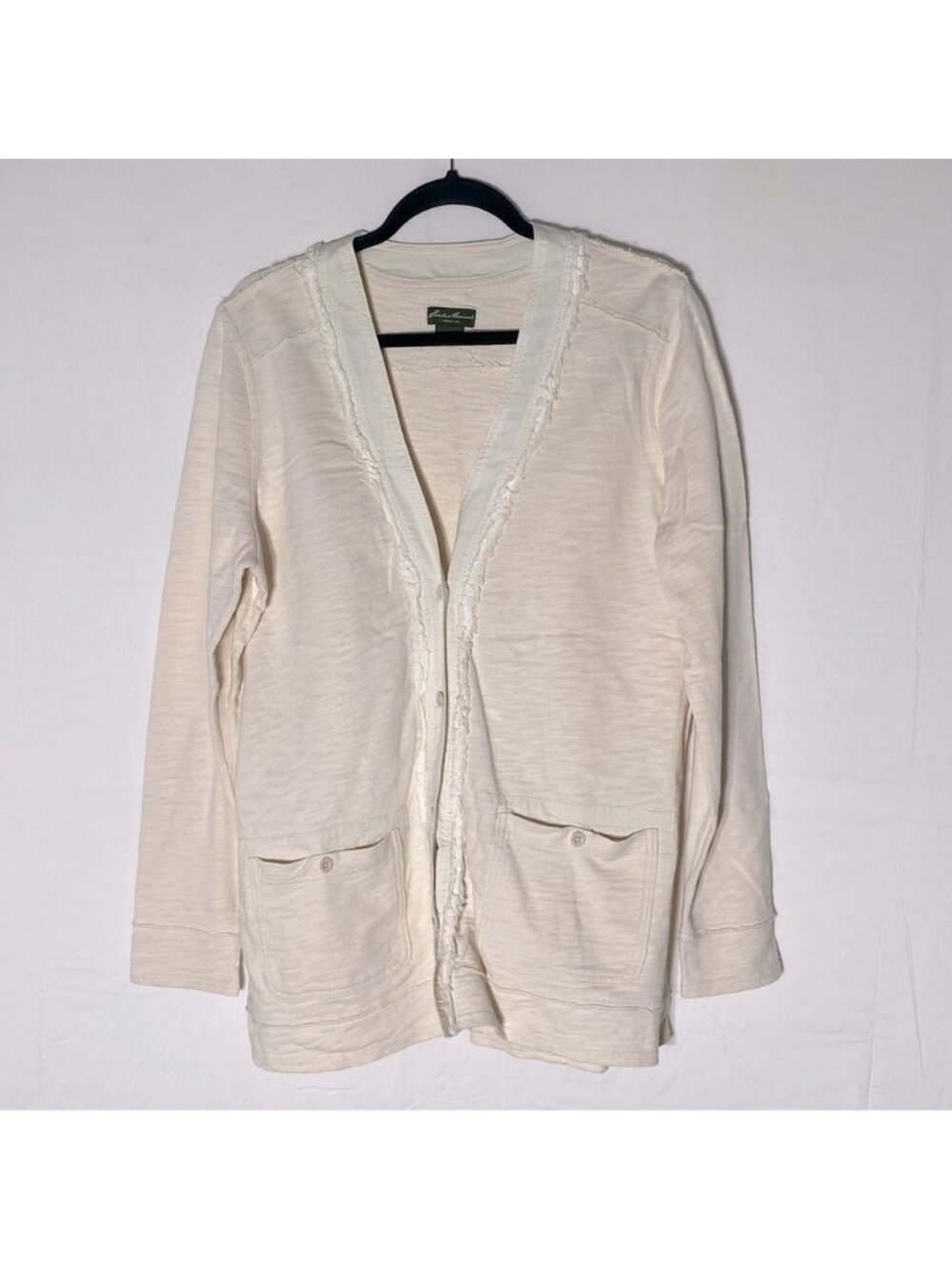 Eddie Bauer Cream Cotton Button Up Cardigan XL